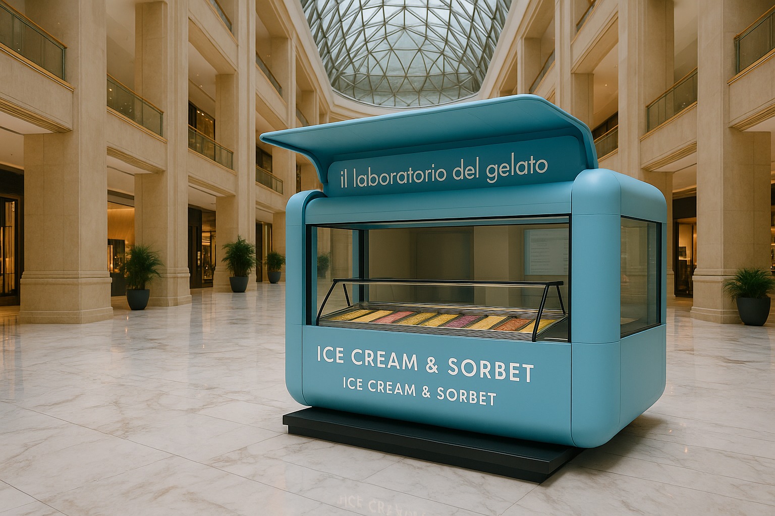 High shopper appeal gelato kiosk